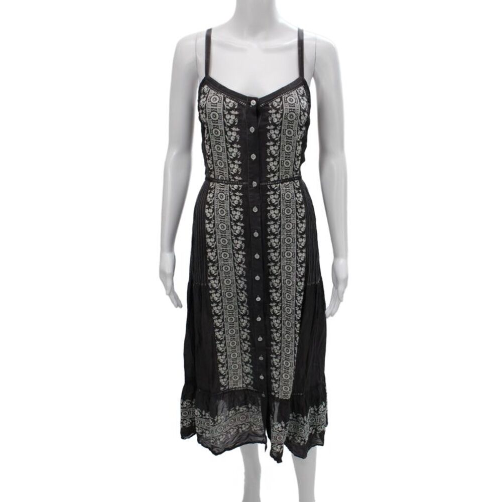 Veronica Beard Women Shirt Dress Sleeveless V-Neck Geometric Black Size 4
